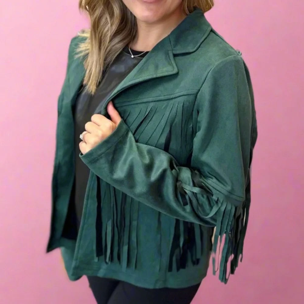 (SOLD) Haptics Boho Fringe Suede Jacket - Picture 6 of 7